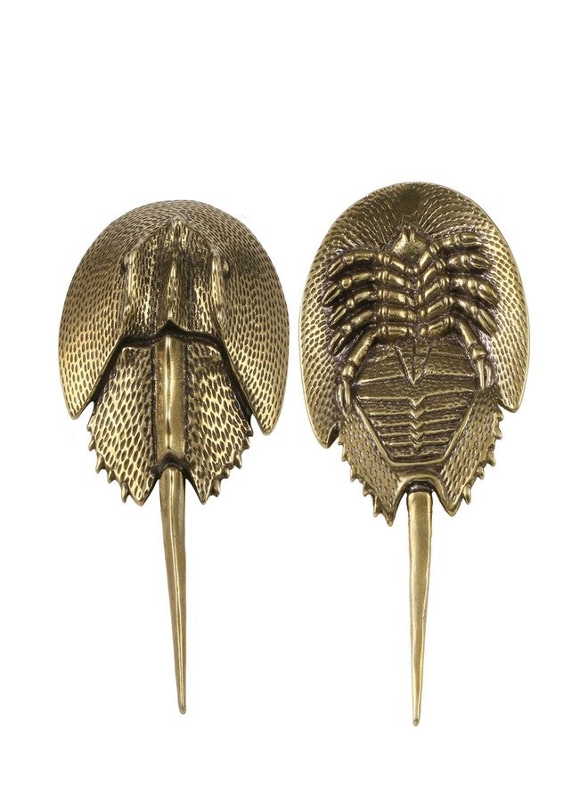 DYNWAVE Horseshoe Crab Sea Life Figurine Brass Statue Handcrafted Mini Decor Sea Creatures Sea Creature Model for Shelf Cafe Desktop - Image 3