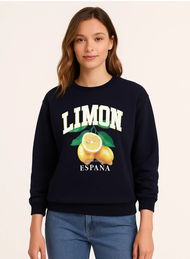 فكتور اند جين سويت شيرت ليمون إسبانيا برسومات قطن % فليس طباعة بارزة