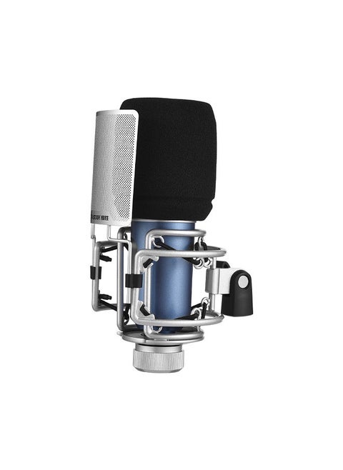 SM-9 Cardioid-directional Condenser Recording Microphone Metal Structure Wide Frequency Response with Shock Mount Windscreen for Professional Audio Studio Quality Clear Sound