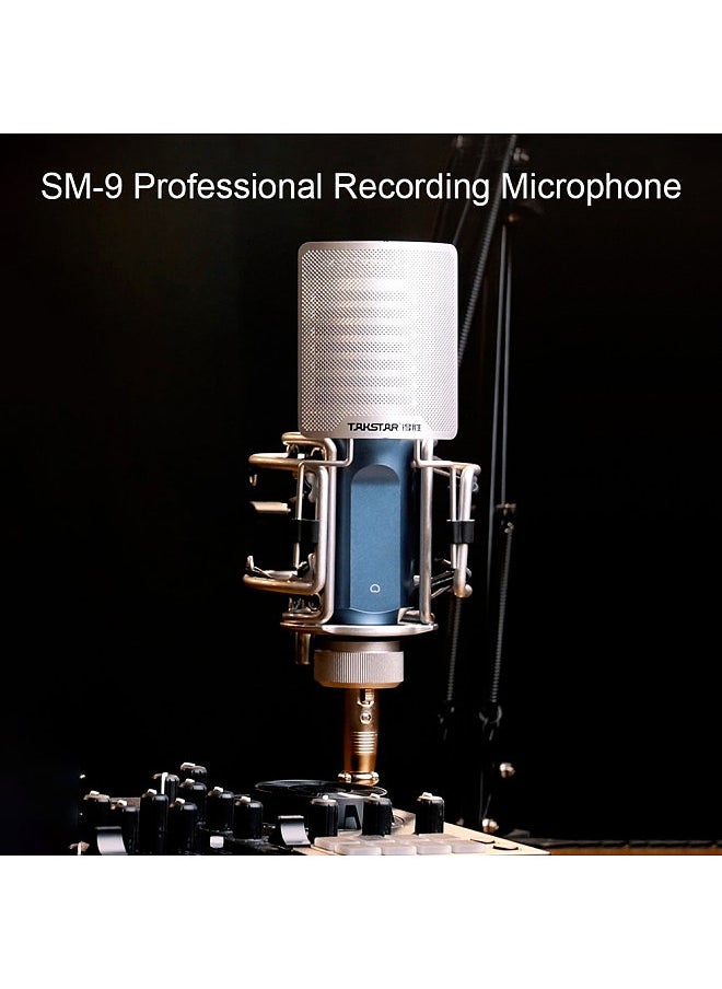 TAKSTAR - SM-9 Cardioid-directional Condenser Recording Microphone Metal Structure Wide Frequency Response with Shock Mount Windscreen for Professional Audio Studio Quality Clear Sound - Image 1
