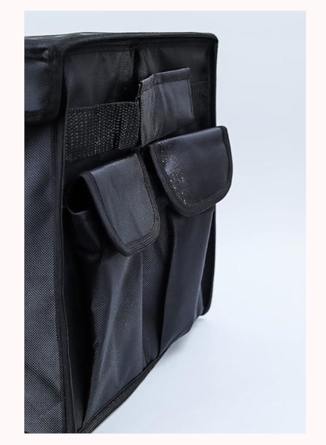 رينو صندوق تخزين منظم لصندوق السيارة الخلفي قابل للطي مع جيوب صغيرة وفتحات، اسود×متعدد الالوان (رينو) - Image 3