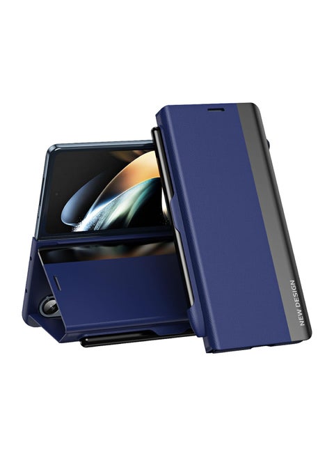 for Samsung Galaxy Z Fold 7 Case with Stand Design and Pen Holder and Pen (Not Original), Full Body Protection Flip Cover PU Leather,  Magnetic Anti-drop Protective Case (Blue)