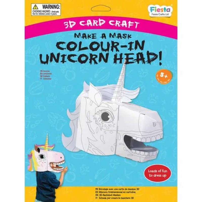 FIESTA CRAFTS Unicorn Colour-In 3D Mask Card Craft T-3043