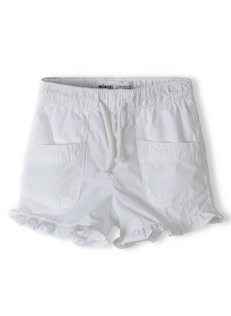 MINOTI Kids Girls' Ruffle Hem Casual Shorts with Front Pockets And Tie Waist  - Image 1
