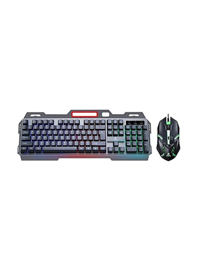 SHOPI Metal Mechanical Gaming Keyboard and Mouse Combo (Black, JK-938)  - Image 1