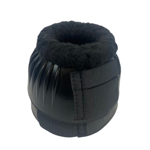 Intrepid International Fleece Topped Bell Boots - Gentle Hoof Protection with Soft Fleece, Secure Fit, and Durable Construction for Comfortable Equestrian Activities, XL, Black - Image 2