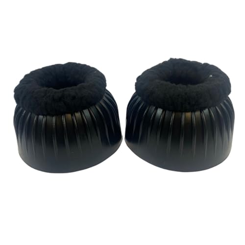 Intrepid International Fleece Topped Bell Boots - Gentle Hoof Protection with Soft Fleece, Secure Fit, and Durable Construction for Comfortable Equestrian Activities, XL, Black - Image 1