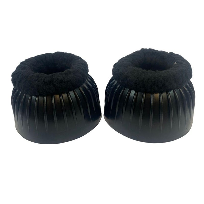 Intrepid International Fleece Topped Bell Boots - Gentle Hoof Protection with Soft Fleece, Secure Fit, and Durable Construction for Comfortable Equestrian Activities, XL, Black - Image 4