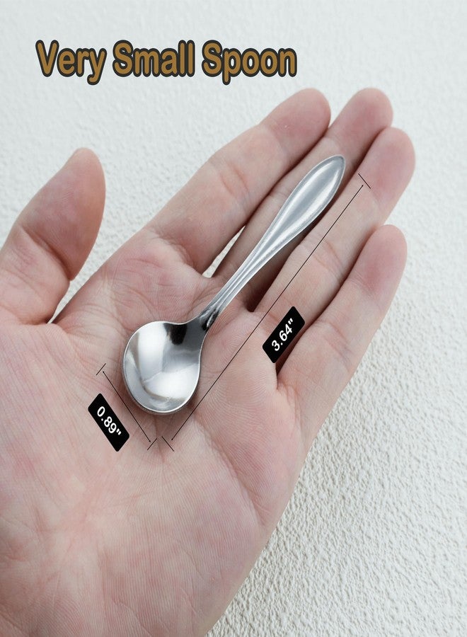 Demearly 8 Pack 3.7” Tiny Small Spoons Mini Metal Powder Scoop for Spices, Seasoning (Salt, Pepper, Sugar), Desserts, Party - Image 2