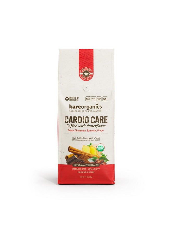 BareOrganics BareOrganics Artisan Ground CARDIO CARE Bagged Coffee with Superfoods, Medium Roast, Non-GMO & Gluten-free, Cacao, Cinnamon, Turmeric & Ginger, 10 oz  - Image 1