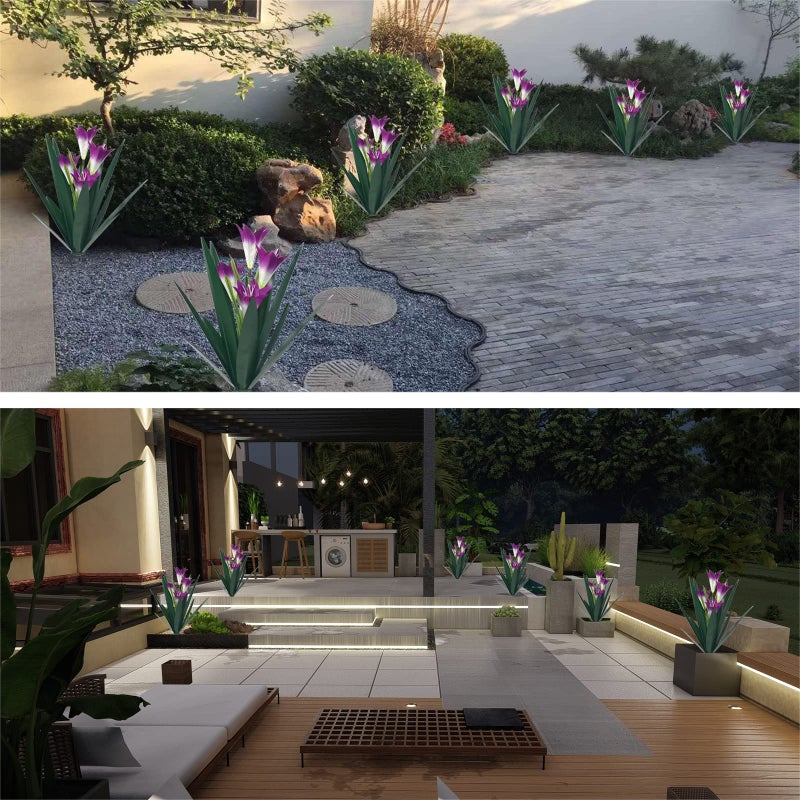 Homight Metal Agave Plant Outdoor Decoration Lily Mexican Yard Art Garden Gift Home Decor Hand Painted Metal Agave Garden Yard Statue, Outdoor Lawn Ornaments (2 Big Purple Lilies) - Image 4