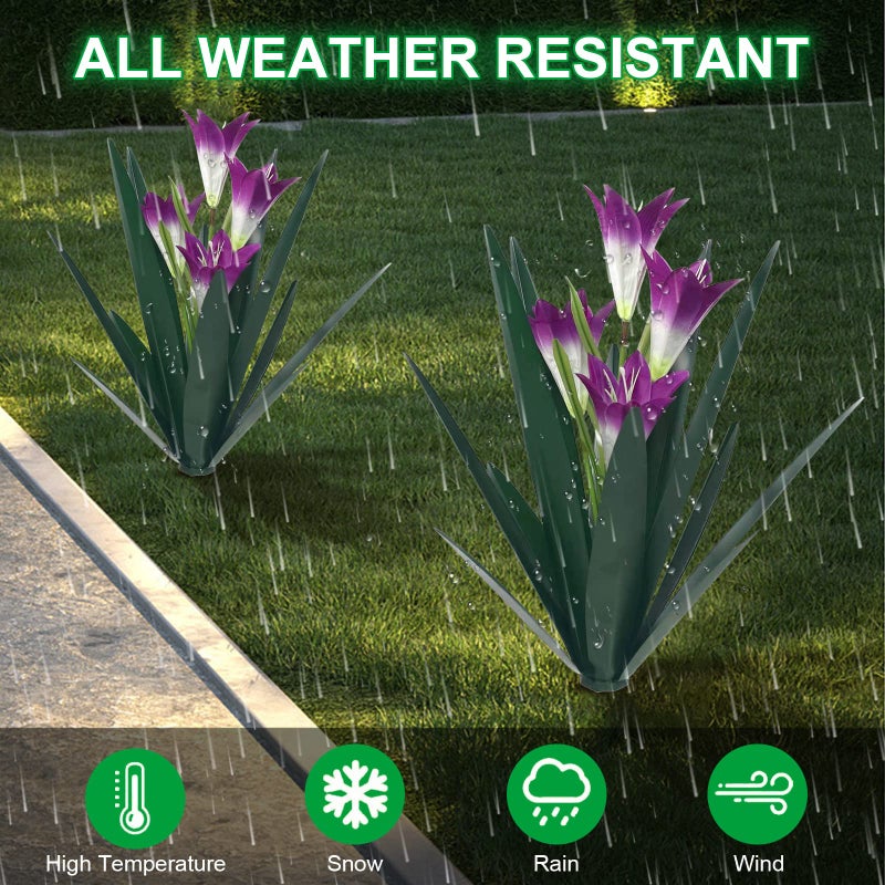 Homight Metal Agave Plant Outdoor Decoration Lily Mexican Yard Art Garden Gift Home Decor Hand Painted Metal Agave Garden Yard Statue, Outdoor Lawn Ornaments (2 Big Purple Lilies) - Image 5