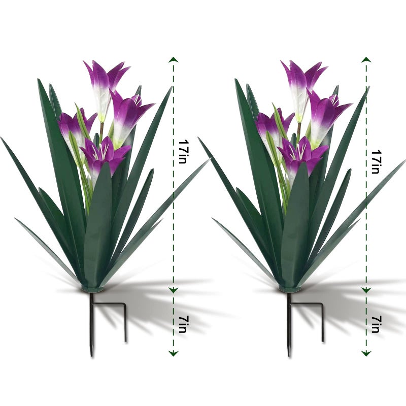 Homight Metal Agave Plant Outdoor Decoration Lily Mexican Yard Art Garden Gift Home Decor Hand Painted Metal Agave Garden Yard Statue, Outdoor Lawn Ornaments (2 Big Purple Lilies) - Image 3