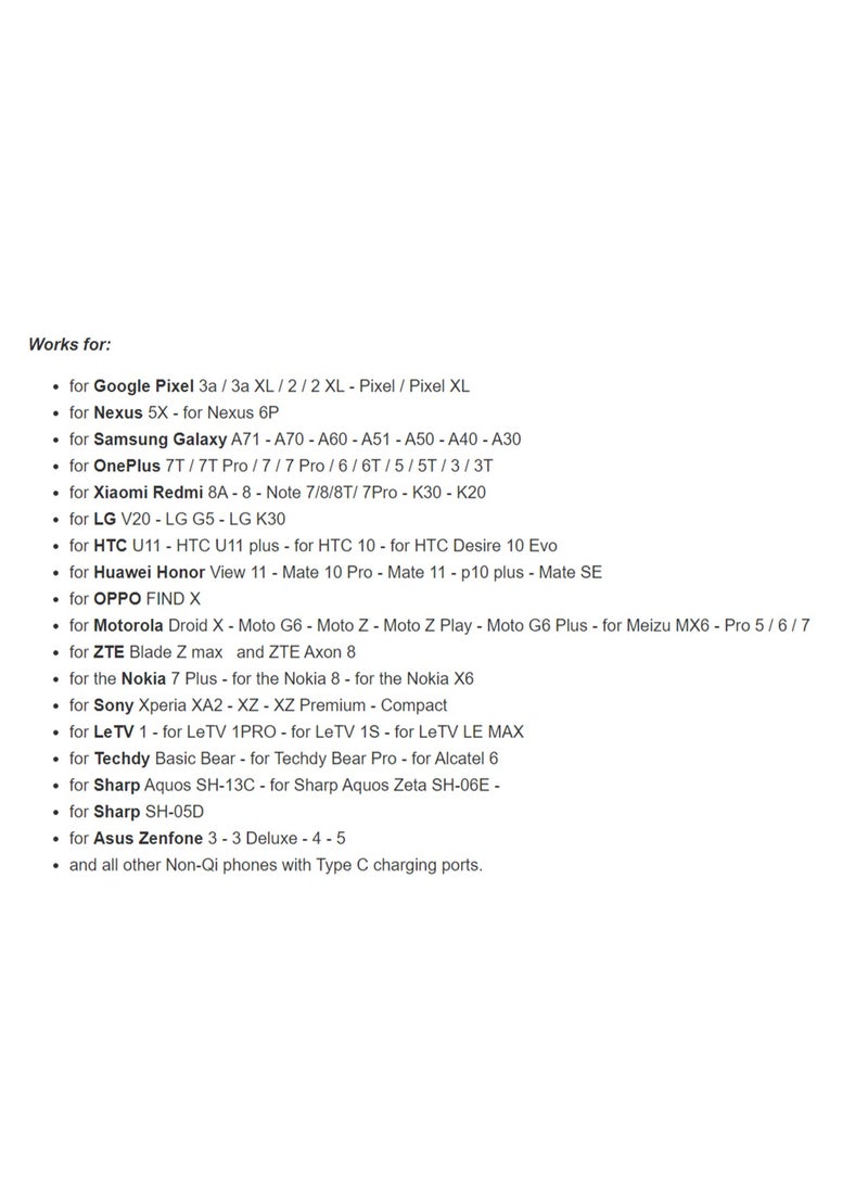 SYOSI 2Pcs Type C QI Wireless Charging Receiver Ultra Thin QI Wireless Receiver, Electromagnetic Induction 1000mA Fast Charging Qi Coil Receiver for All Type C Cell Phones - Image 4