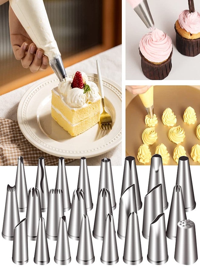 FOOTTOES Stainless Steel 24 Nozzle Piping Set for Cake Decoration and Icing, 17x11.2x4.8cm (Off-White) - Image 3