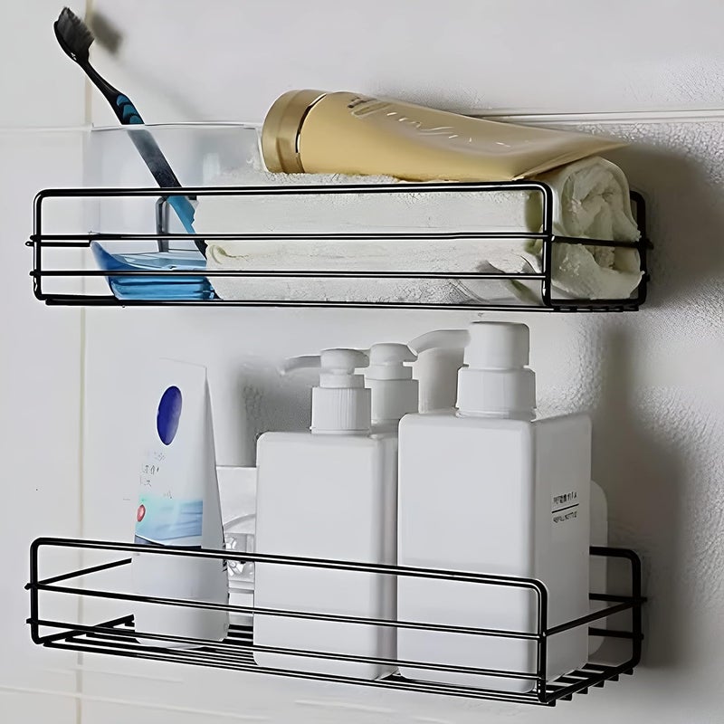 FRALUPO Metal Bathroom Organiser Without Drill Bathroom Corner Shelf Adhesive Stand for Corner Rack for Bathroom, Shampoo Holder Multipurpose Bathroom Shelf (Pack of 1) (Bathroom Shelf 2) - Image 3