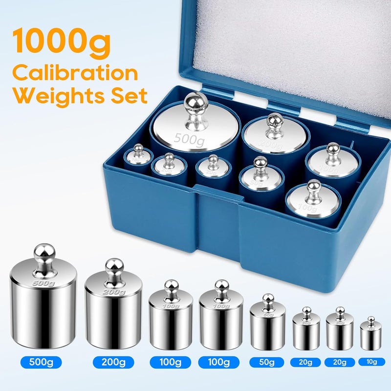 UCEC Calibration Weight Set 1000g for Digital Scale with Case and Tweezers, Gram Scale-M2 Class 10g 20g 20g 50g 100g 100g 200g 500g - Image 2