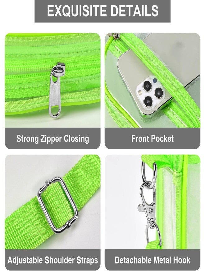 Fibrdoo Clear Crossbody Purse Bag, Clear Bag Stadium Approved with Front Pocket for Concerts Sports Festivals (Green-small) - Image 3