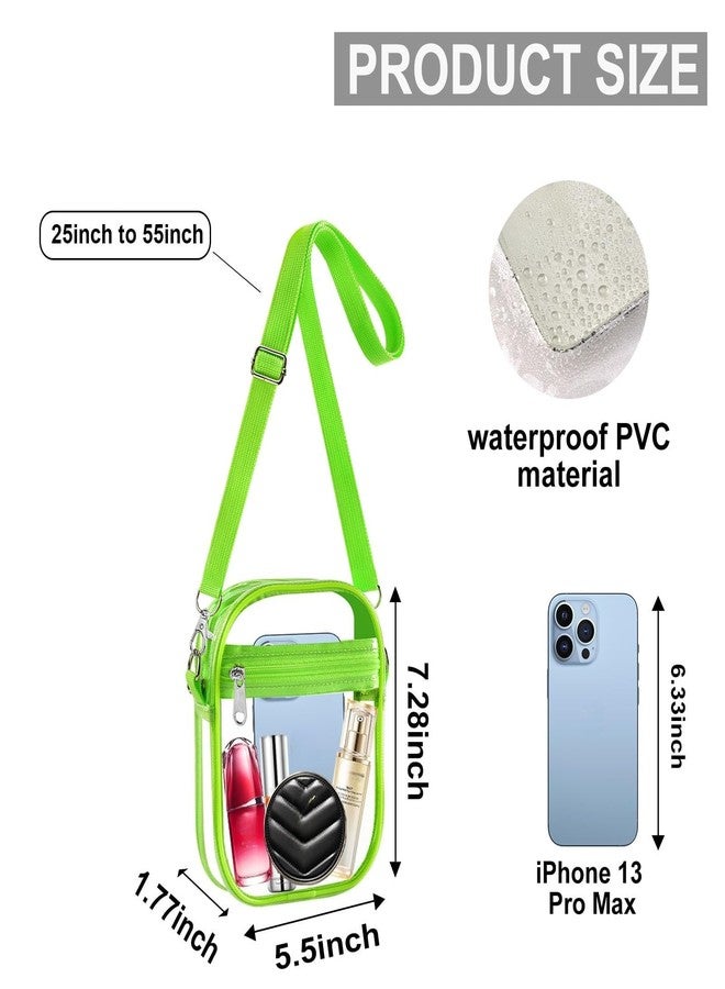 Fibrdoo Clear Crossbody Purse Bag, Clear Bag Stadium Approved with Front Pocket for Concerts Sports Festivals (Green-small) - Image 2