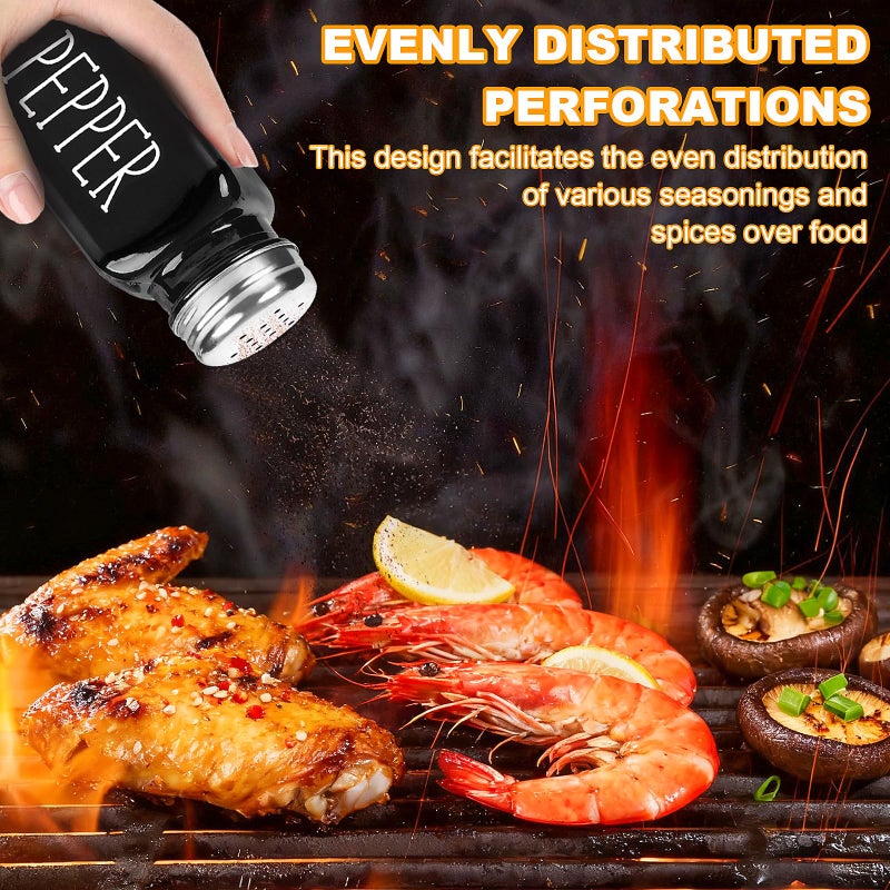 Guirnd Salt And Pepper Shakers Set, Black White Glass Salt Shaker Sets With Stainless Steel Lids, Farmhouse Salt And Pepper Shakers for Cooking, Picnic, Camping, Barbecue, Party-Modern And Cute Kitchen Decor - Image 5