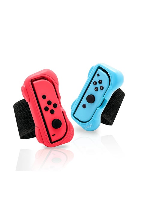 Switch Wrist Bands Switch Grip Kit 2 in 1 Wrist Strap for Just Dance 2022 2021 2020 for Switch Controller Game, Handle Grips for Nintendo Switch Controllers Switch Joy Cons-BlueRed