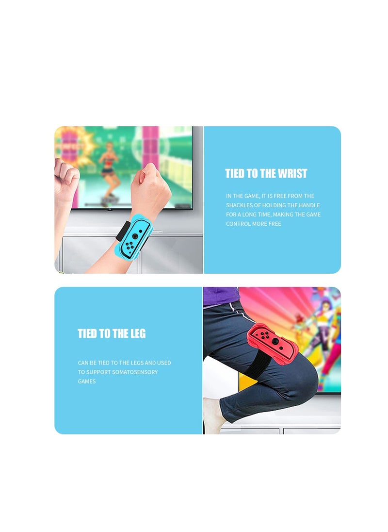 Switch Wrist Bands Switch Grip Kit 2 in 1 Wrist Strap for Just Dance 2022 2021 2020 for Switch Controller Game, Handle Grips for Nintendo Switch Controllers Switch Joy Cons-BlueRed