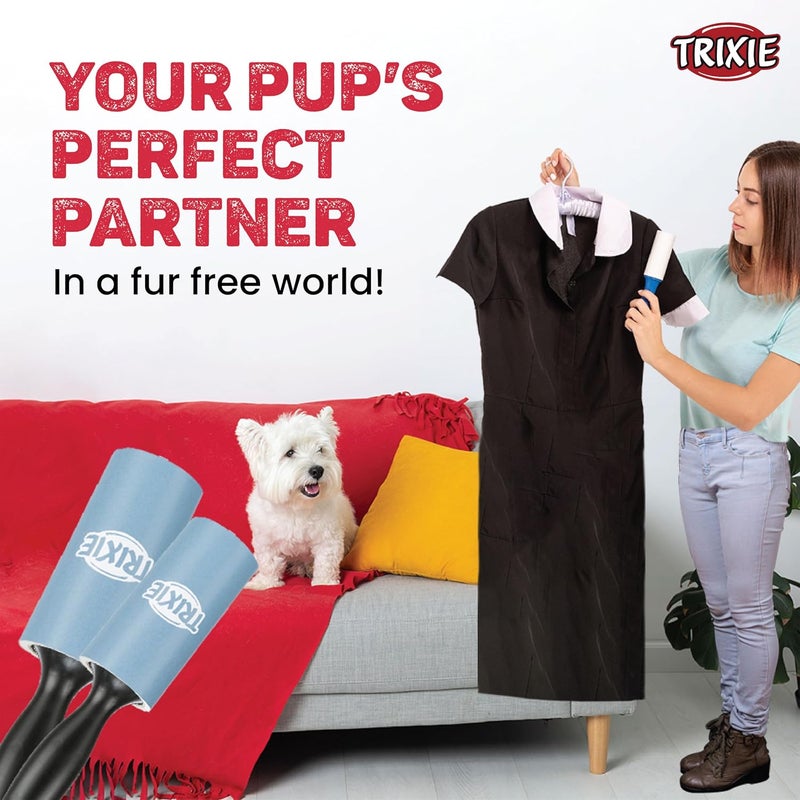 Trixie Lint Roller Fast Removal of Animal Hairs Fluff from Adhesive Tape Instant Easy Way to Get rid of Pet Hair Suitable for Cleaning Upholstery Textiles 60 Sheets Per Roll Pack of 3 - Image 3