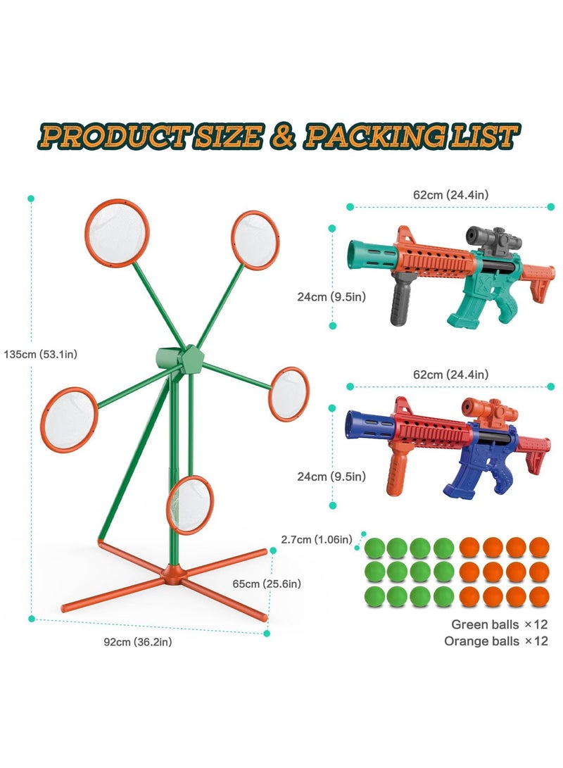 YelaJoy Shooting Games Toys for Age 5 6 7 8 9 10+ Year Old Boys, Kids Toy Sports & Outdoor Game with Moving Shooting Target & 2 Popper Air Toy Guns & 24 Foam Balls, Gifts for Boys and Girls - Image 4
