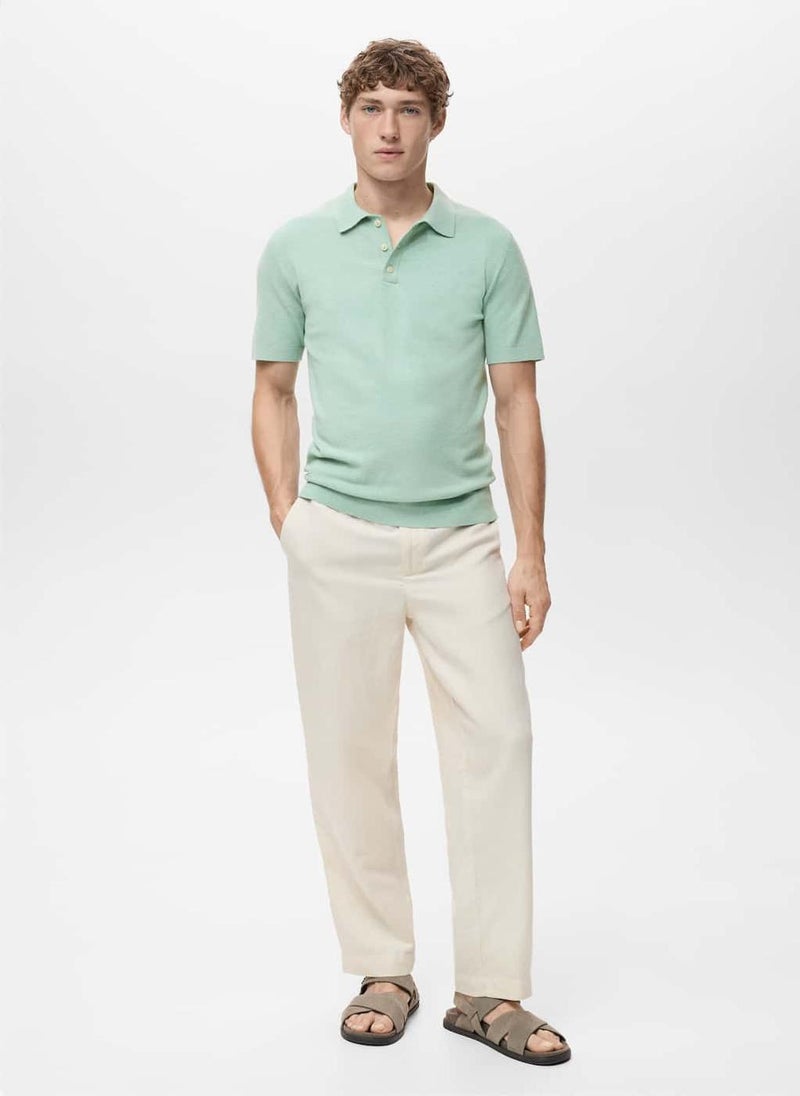 Mango Man Fine-Knit Polo Shirt  - Image 4