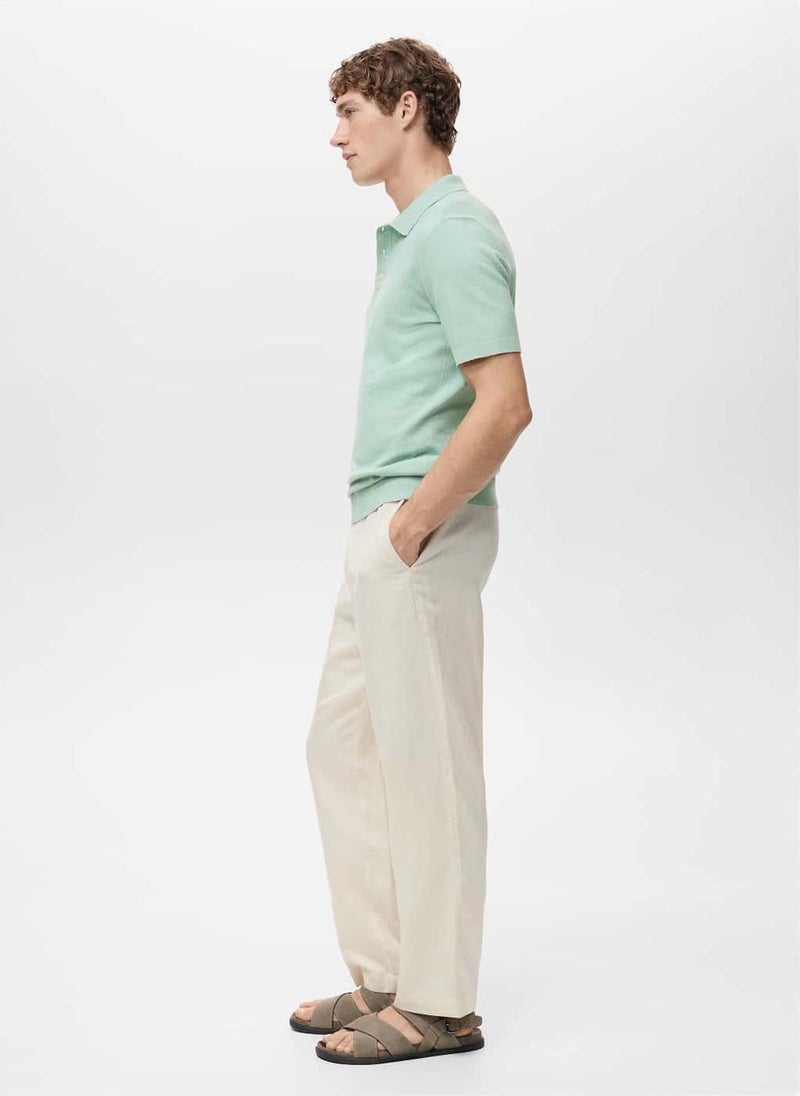 Mango Man Fine-Knit Polo Shirt  - Image 3
