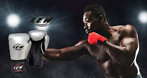 LEW Silver/Black Boxing Gloves for Training/Muaythai/Punching Bag/Sparring with a Pair of Hand Wraps (Silver, 12 OZ) - Image 4