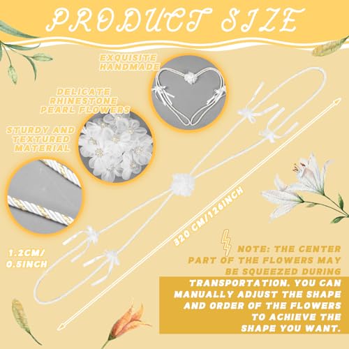 Wowangce Wedding Cord and Lasso for Catholic Ceremony White Gold Carnation Accent Rope Traditional Lazo for Mexico Bridal Gift - Image 3
