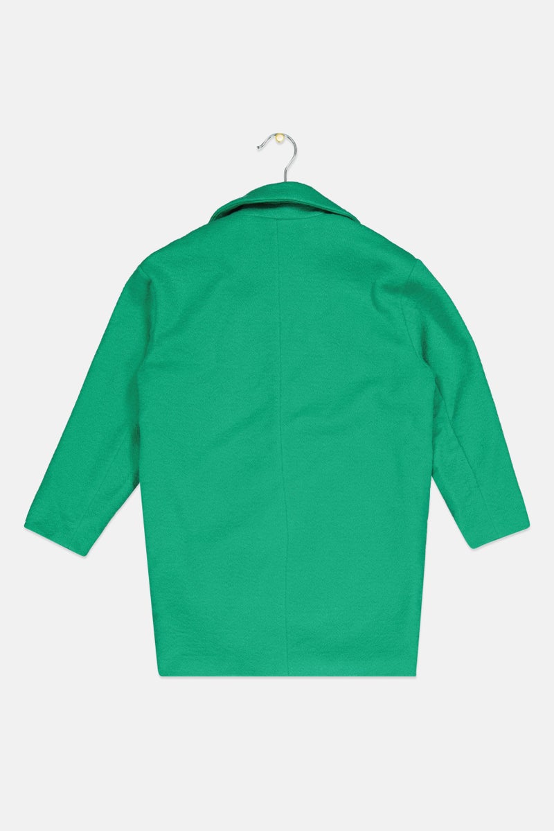 Reserved Kids Girl Textured Trench Jacket, Green - Image 2