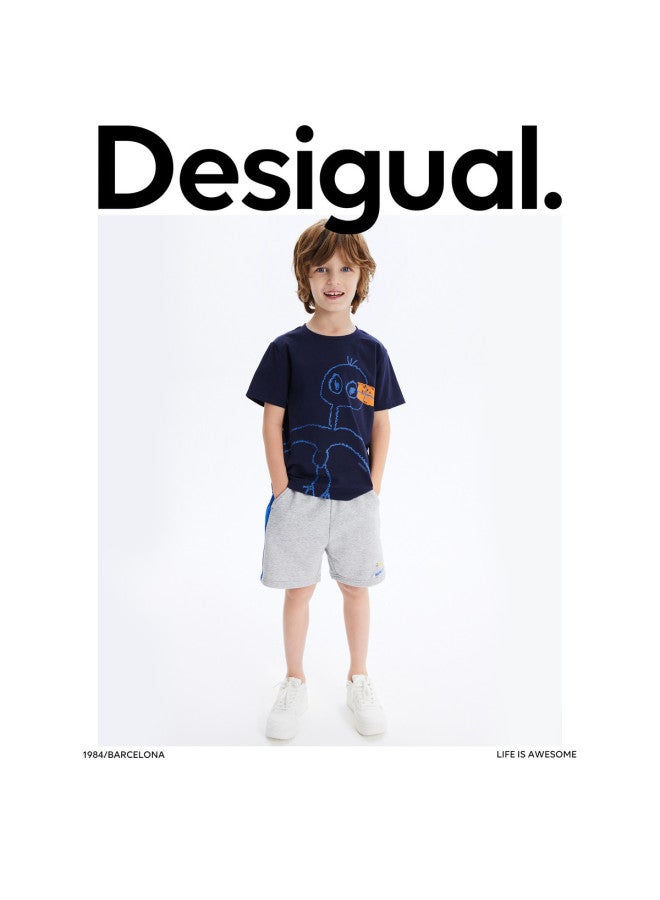 DESIGUAL تي شيرت رجالي فضفاض من القطن بطباعة وياقة دائرية للأولاد - Image 5