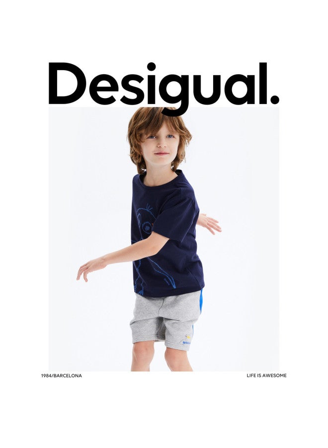DESIGUAL تي شيرت رجالي فضفاض من القطن بطباعة وياقة دائرية للأولاد - Image 2