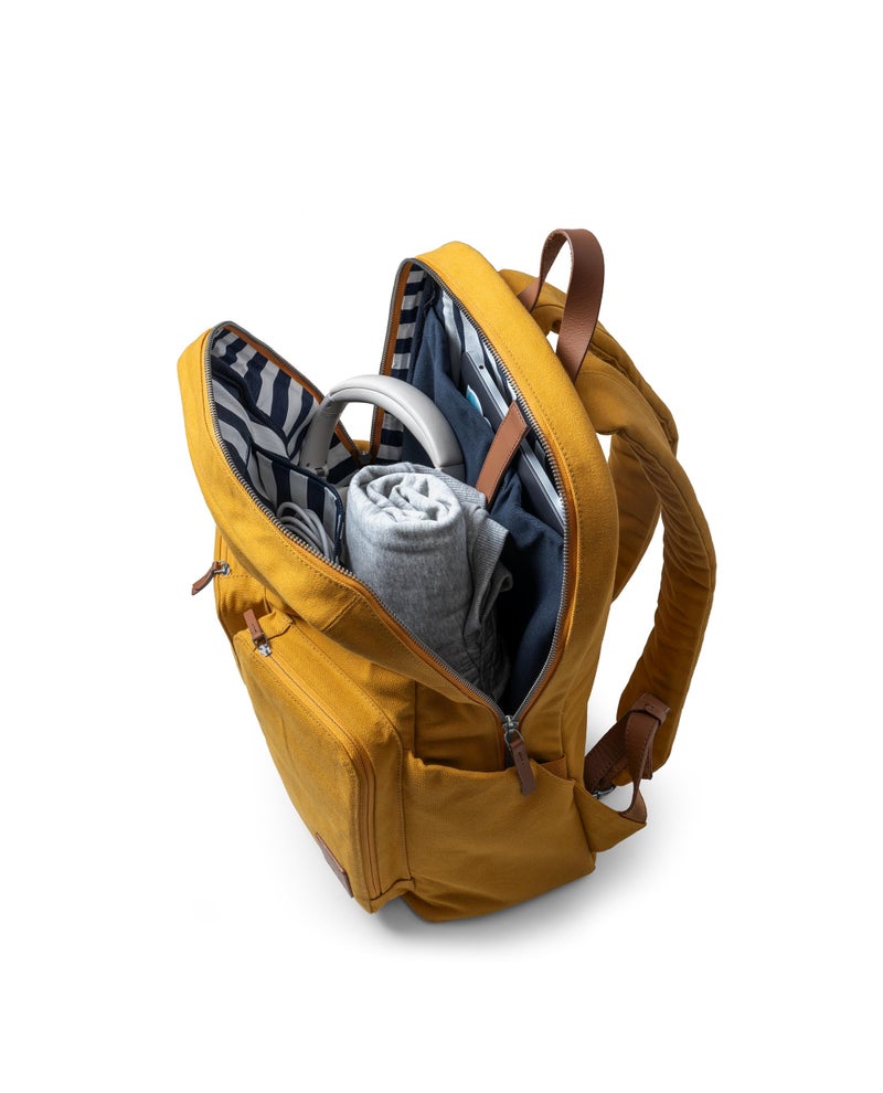 DailyObjects Mustard Field Backpack (20L) | Casual Laptop Bag with Luggage Sleeve | Unisex Travel Backpack | Durable Canvas Material | Zippered Compartments with Pockets - Image 4