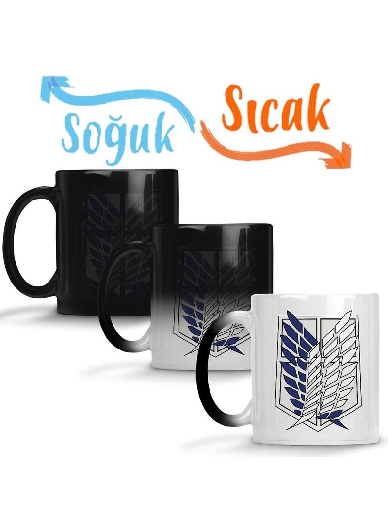 Baskı Dükkanı Print Shop Attack On Titan Anime Mikasa Levi Eren Giant Shingeki No Kyojin Asas Da Liberdade Magic Mug Cup Porcelain 
