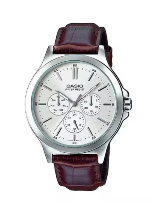 CASIO Men's Leather Analog Watch MTP-V300L-7AUDF - 41.5 mm
