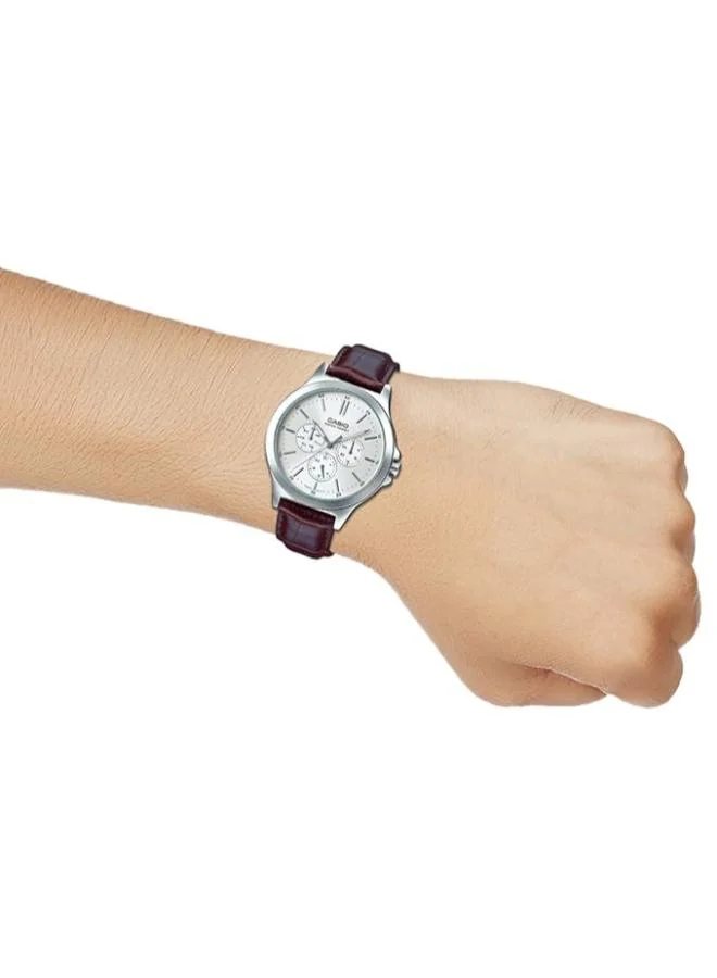 CASIO Men's Men's Leather Analog Watch MTP-V300L-7AUDF - 41.5 mm