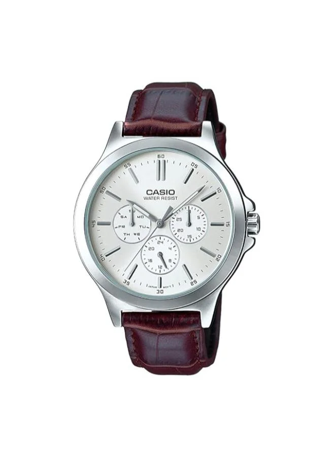 CASIO Men's Leather Analog Watch MTP-V300L-7AUDF - 41.5 mm