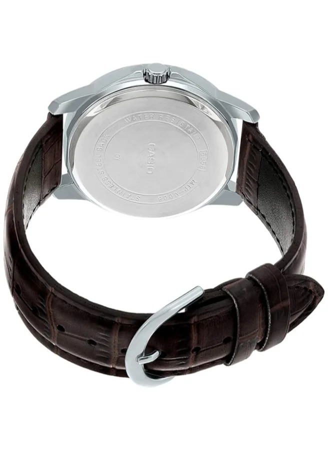 CASIO Men's Men's Leather Analog Watch MTP-V300L-7AUDF - 41.5 mm