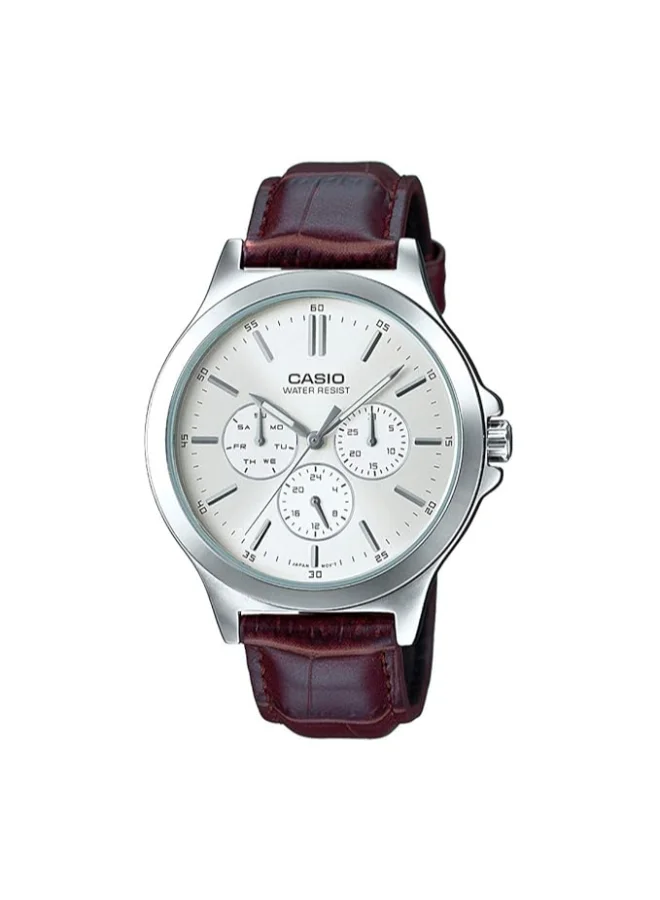 CASIO Men's Leather Analog Watch MTP-V300L-7AUDF - 41.5 mm