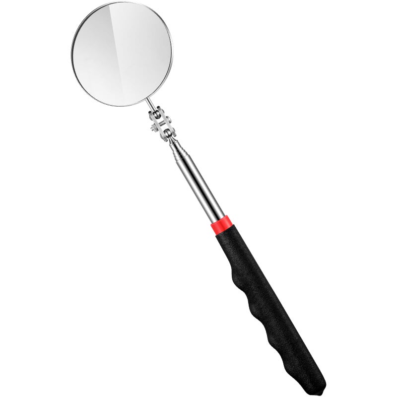 Copkim 1 Pcs Telescoping Inspection Mirror Mechanics Automotive Tool with Long Handle Extendable Mirror on a Stick for Technicians Mechanics Contractors Checking Observation(Black,50mm Round) - Image 1