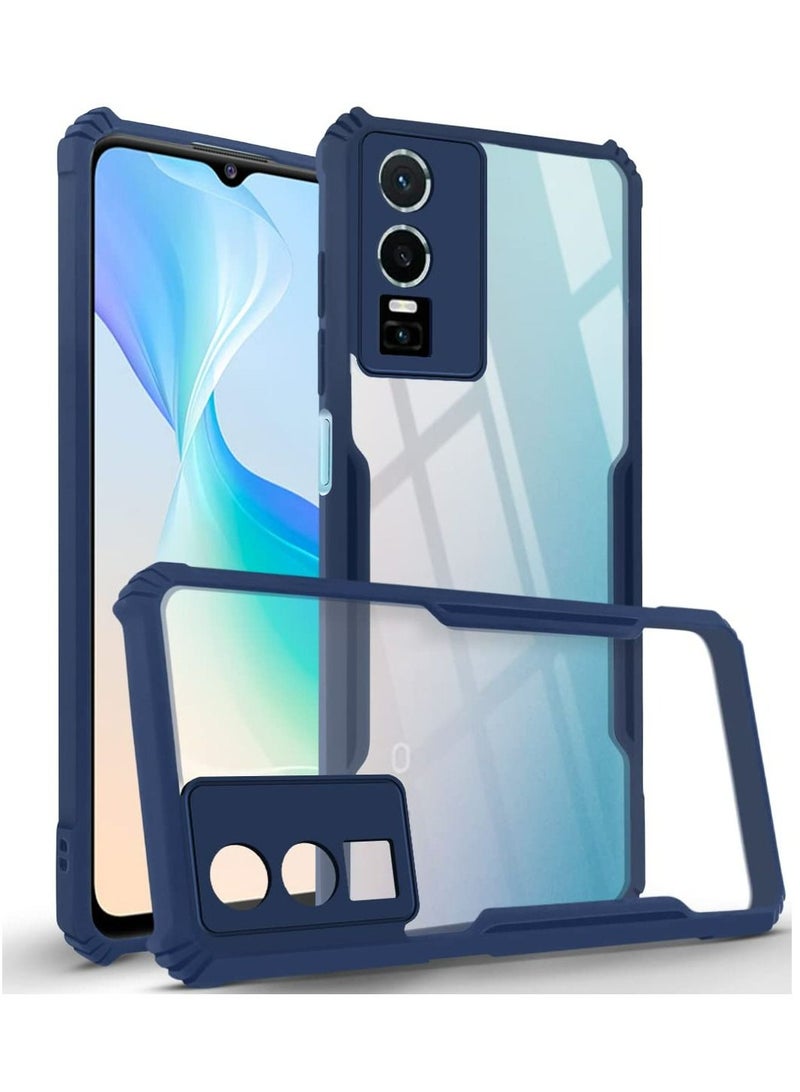 TEAM LUXURY غطاء هاتف محمول فيفو Y76 5G/ Y76S 5G باللون الأزرق، غطاء رقيق للغاية وخفيف الوزن من TPU الناعم + غطاء خلفي شفاف من الأكريليك - Image 2