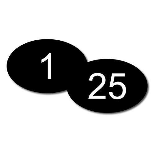 NapTags Oval Numbered Vinyl Decal Stickers, Flexible Vinyl with Acrylic Adhesive Backer, 1.875 inches x 1.25 inches (Black with White Numbers, 1-25) - Image 4
