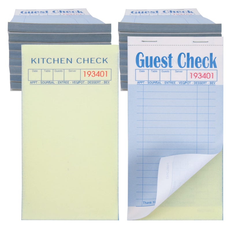 ESSENTIAL Guest Check Books 35 x 67 1000 Duplicates Server Note Pads for Restaurants Waitress Order Books with Copy Paper 20 Books