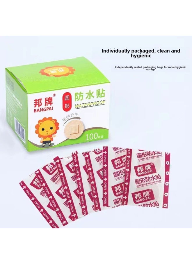 Generic Bang Brand Round Waterproof Sticker Band-Aid Infusion Bottle Mouth Sticker Round Bath Waterproof Face Sticker Mini Band-Aid-Specifications:1 Box [100 Stickers]  - Image 2