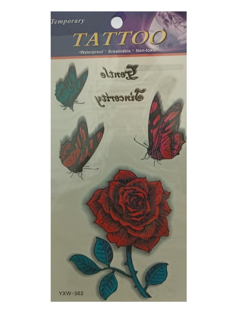 Generic Temporary tattoo in the shape of attractive colorful flowers and butterflies