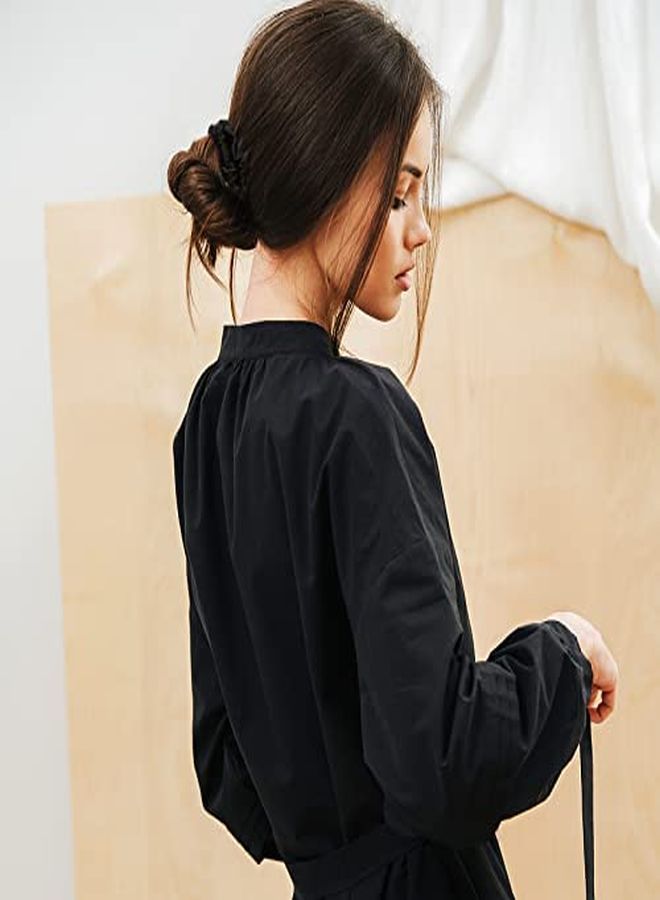 Chuangdi 9 قطع أربطة شعر حريرية رفيعة - حبال شعر حريرية - حامل ذيل حصان حريري - إكسسوارات شعر للنساء والفتيات - يوم الحب - 9 ألوان (أسود، نمط كلاسيكي) - Image 4