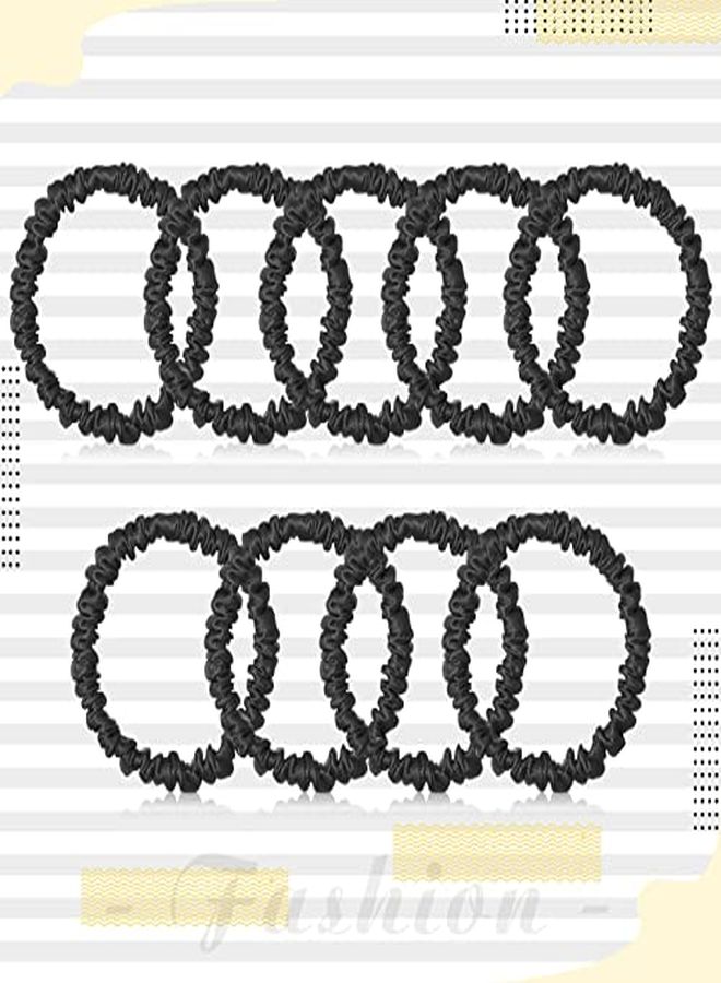 Chuangdi 9 قطع أربطة شعر حريرية رفيعة - حبال شعر حريرية - حامل ذيل حصان حريري - إكسسوارات شعر للنساء والفتيات - يوم الحب - 9 ألوان (أسود، نمط كلاسيكي) - Image 5